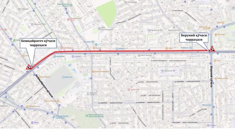 Toshkentda kichik halqa avtomobil yo‘lining bir qismi 4 kunga yopiladi