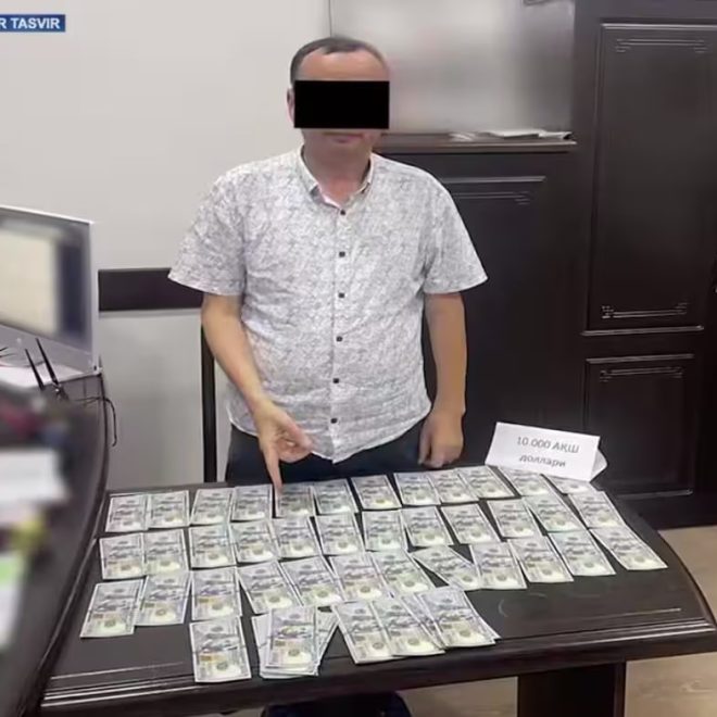 Namanganda Qurilish va uy-joy kommunal xo‘jaligi hududiy nazorat qilish inspeksiyasi bosh mutaxassisi 10 ming dollar pora olayotganida ushlandi